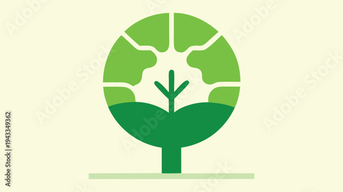 Sustainable Energy Concept: Circular Tree Illustration Representing Environmental Growth and Renewable Resources for a Greener Future