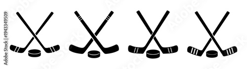Hockey sticks and pucks vector illustration for ice hockey equipment and sports design elements use