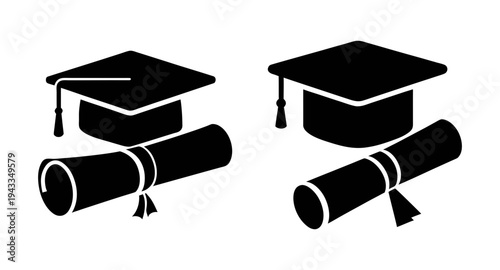Graduation caps and diplomas vector illustration for education success and achievement ceremony design