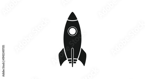 A sleek black rocket ship design minimalist and bold silhouette