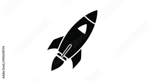 A sleek rocket blasting off with a dark dramatic silhouette