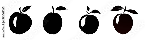 Discover plum fruit vector art black and white design for healthy eating and organic food projects