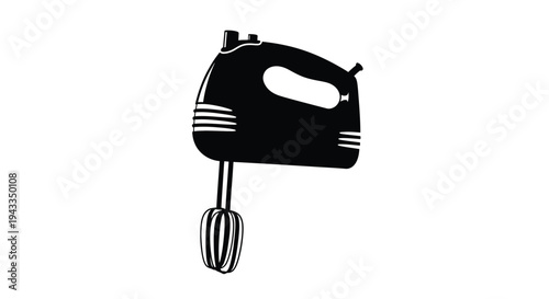 Black hand mixer graphic a minimalist kitchen appliance silhouette
