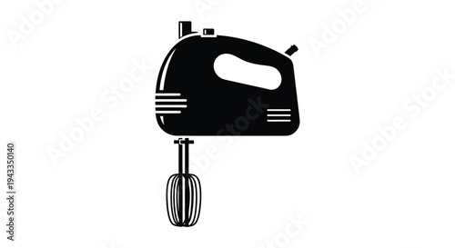 Black hand mixer graphic a minimalist kitchen appliance silhouette