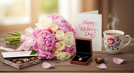Mother's Day gift bouquet flowers chocolate jewelry