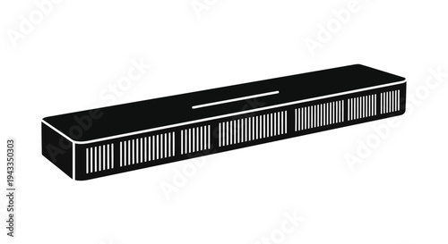 Black soundbar illustration displayed on a white background a stark silhouette