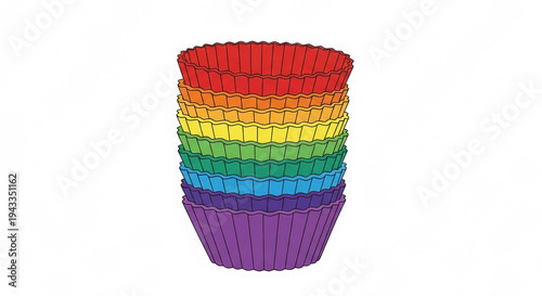Stack of silicone cupcake liners in rainbow colors  
