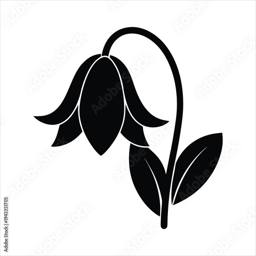 Minimal Bell Flower Silhouette Logo Icon