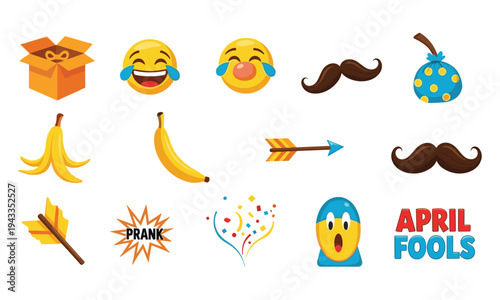 April fools' day emoticon and symbol collection