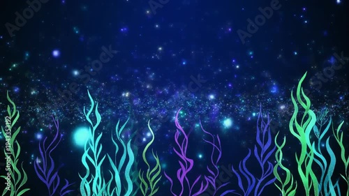 Abstract Glowing Seaweed and Cosmic Stars Animated Background