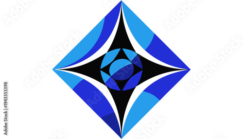 Abstract blue vector illustration featuring a bright 3d pattern of crystal diamond shapes and origami triangles designed with a glass jewel aesthetic