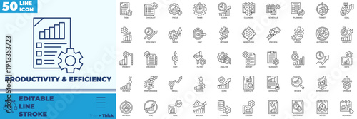 Productivity And Efficiency Line Editable Icons set