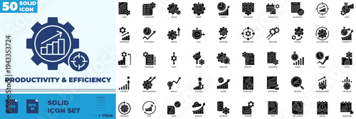 Productivity And Efficiency Solid Editable Icons set