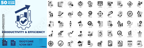 Productivity And Efficiency Duotone Editable Icons set