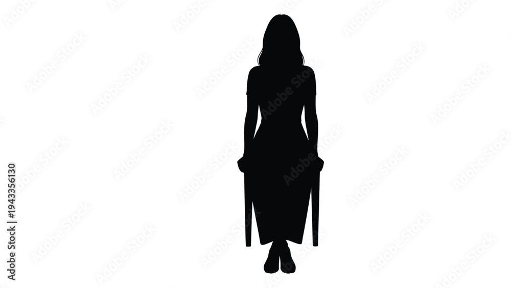 Obraz premium Silhouette of a woman sitting in a chair against a white background