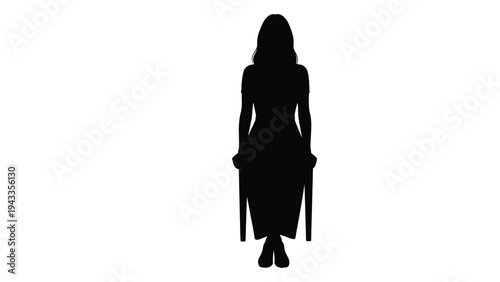 Silhouette of a woman sitting in a chair against a white background