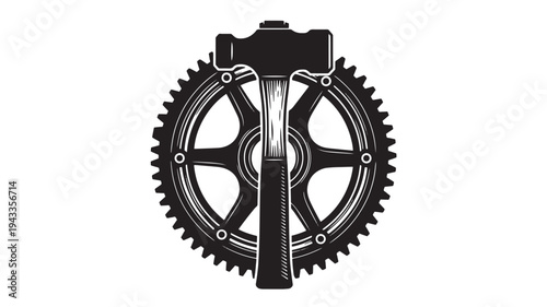 Black And White Hammer And Gearwheel For Industrial Concepts on transparent background