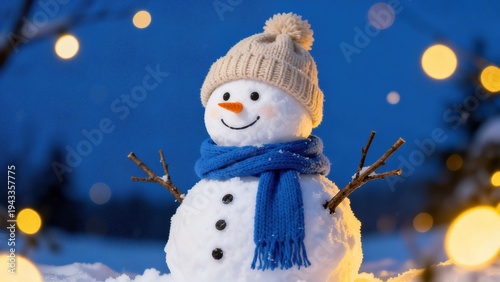 Whimsical Winter Snowman Collection: Cheerful Snowmen (In Red Hats, Plaid Scarves & Top Hats) in Varied Snowy Settings (Snowy Forest, Sunlit Path, Pine Tree Backdrop, Open Winter Field) for Christmas,