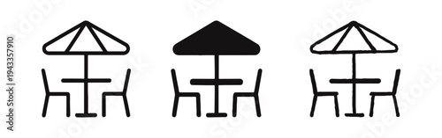 Outdoor Cafe Icon Set - Restaurant, Bistro, and Dining Area Symbol