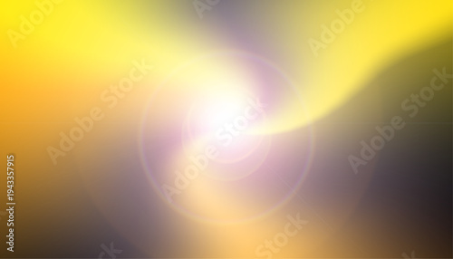 Abstract vector graphic illustration features a brilliant white central light source with soft yellow and warm orange radial flares against a dark gradient background suggesting powerful energy or dig