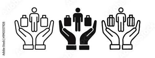 Customer Care and Service Icon Set - Travel Assistance and Support Concept