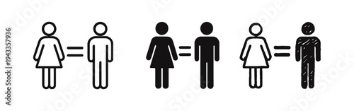 Gender Equality Icon Set - Equal Rights and Equity Symbol