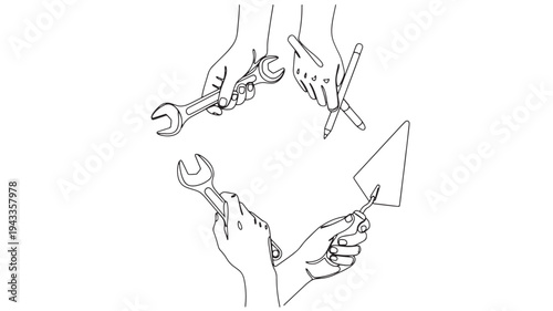 Hands Holding Tools For DIY And Construction Concepts on transparent background