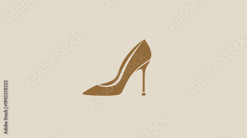 Elegant high heel shoe silhouette on neutral background for fashion concepts