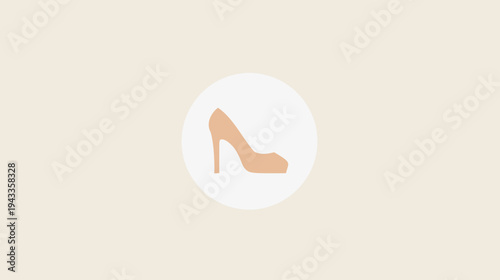 Elegant high heel shoe icon in round frame for fashion design concept