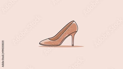 Elegant beige high heel shoe illustration with smooth curves on soft background