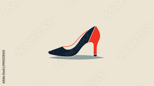 Stylized high heel shoe illustration on neutral background design concept