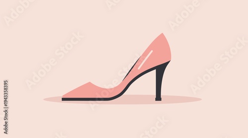 Elegant pink high heel shoe illustration on light background
