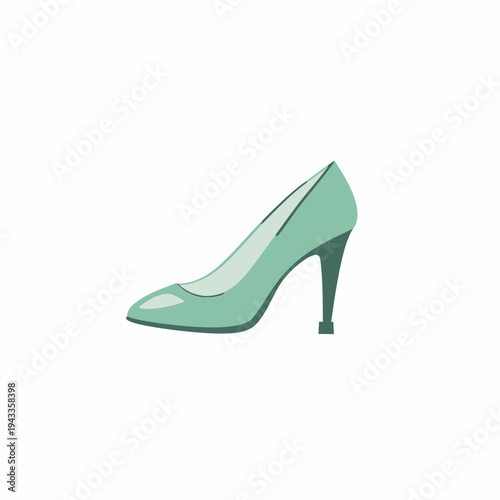 Elegant green high heel shoe isolated on white background for design