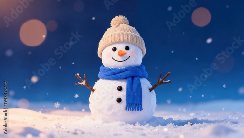Whimsical Winter Snowman Collection: Cheerful Snowmen (In Red Hats, Plaid Scarves & Top Hats) in Varied Snowy Settings (Snowy Forest, Sunlit Path, Pine Tree Backdrop, Open Winter Field) for Christmas,