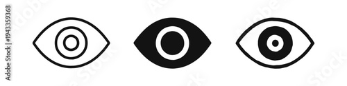 Eye and Vision Icon Set: Simple Symbols for Sight, Security, and Observation.
