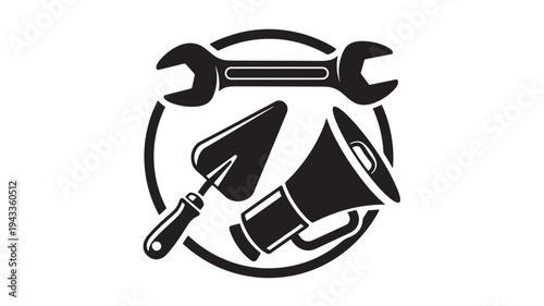Black And White Construction Tools Icon For DIY And Home Improvement Concepts on transparent background