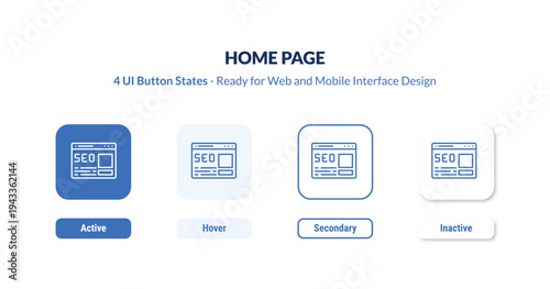 home page 4-state UI button. Outline icon kit from search engine optimization collection. Thin linear home page, page, internet editable vector. Minimal home page sign for web and mobile interface