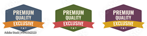 Premium quality exclusive badge set with hexagon shields and ribbons