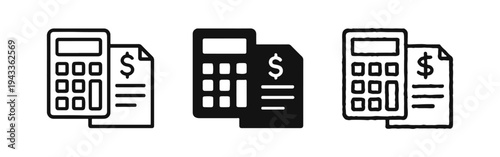 Accounting, Billing, and Financial Calculation Icons Set