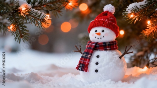 Whimsical Winter Snowman Collection: Cheerful Snowmen (In Red Hats, Plaid Scarves & Top Hats) in Varied Snowy Settings (Snowy Forest, Sunlit Path, Pine Tree Backdrop, Open Winter Field) for Christmas,