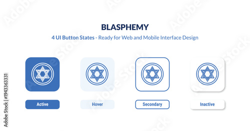 blasphemy 4-state UI button. Outline icon kit from religion collection. Thin linear blasphemy, religion, spiritual editable vector. Minimal blasphemy sign for web and mobile interface