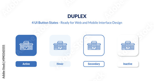 duplex 4-state UI button. Outline icon kit from real estate collection. Thin linear duplex, house, estate editable vector. Minimal duplex sign for web and mobile interface