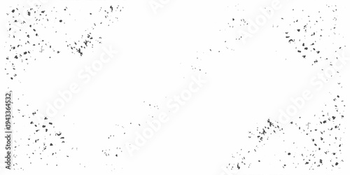 Abstract monochrome stipple background with black grain texture and minimalist geometric halftone particles