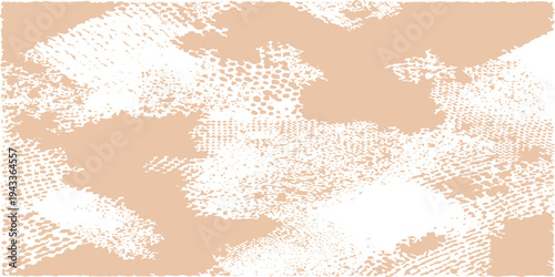 Abstract peach and white grunge texture background with hand-drawn ink hatch patterns and distressed halftone effect
