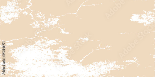 Beige grunge texture background with white distressed paint strokes and abstract weathered paper effect for design