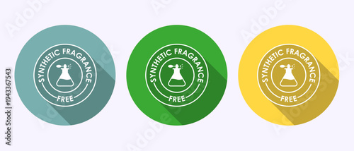Perfume bottle spray icons for synthetic fragrance free product labeling designs