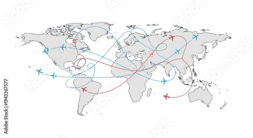 A 3d vector illustration of a circular world map globe showing global continents like Europe, Asia, and America for international travel, business network communication, and geography atlas