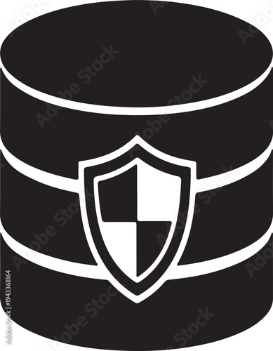 Database with shield isolated on transparent background