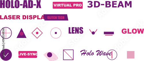Futuristic Holographic Virtual Technology Abstract Digital UI UX Graphic Elements, Modern Icons, Display Components