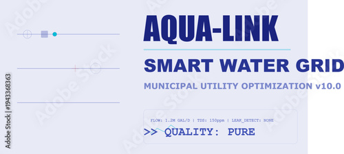 Futuristic smart water grid digital interface displaying municipal utility optimization and pure water quality data.